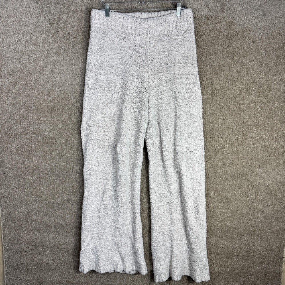 Skims Cozy Knit Pants Womens L/XL High Rise Beige Boucle Lounge‎ Wide Leg Sherpa